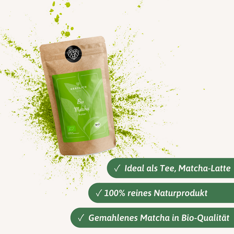Bio Matcha Pulver Zubereitung — Japanischer Grüntee | Herzlich Natur