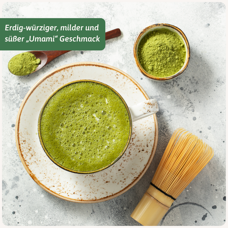 Bio Matcha Tee 100g Packung — Fein gemahlen Bio-Qualität | Herzlich Natur