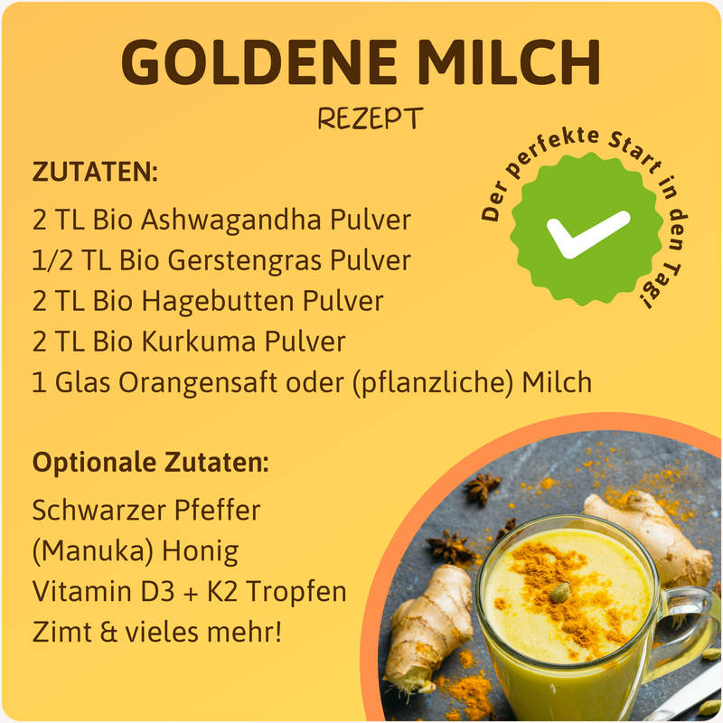 Ashwagandha Pulver Verwendung Golden Milk — Bio Withania | Herzlich Natur