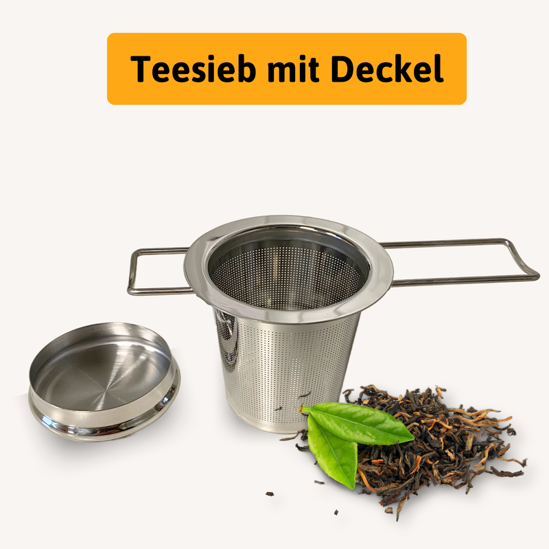 Teesieb mit Deckel und Griffen