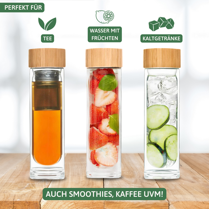 Teeflasche mit Sieb kaufen | Borosilikat
