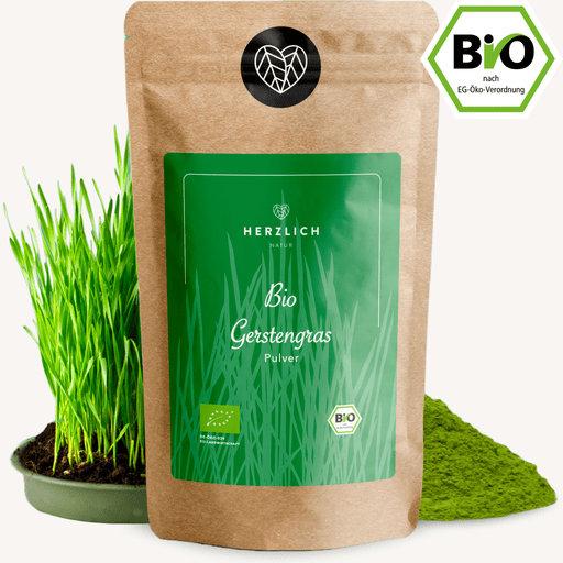 Bio Gerstengraspulver grün — Hordeum vulgare aus Bio-Anbau Europa | Herzlich Natur