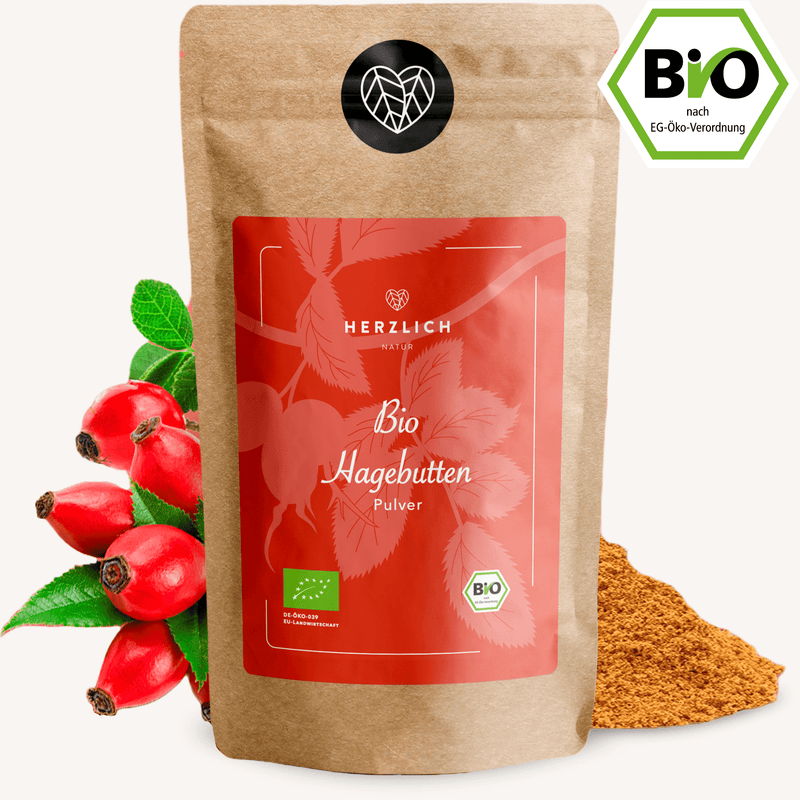 Bio Hagebuttenpulver getrocknet — Rosa canina aus Europa | Herzlich Natur