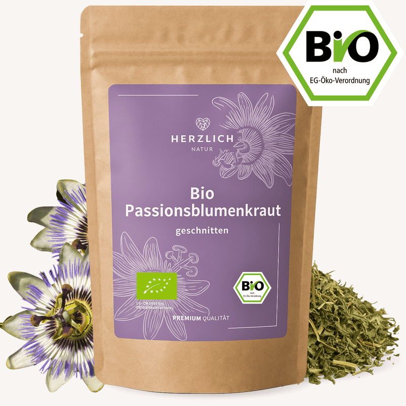 Bio Passionsblumenkraut getrocknet — Passiflora incarnata aus Bio-Anbau | Herzlich Natur