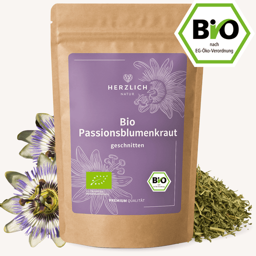 Bio Passionsblumenkraut getrocknet — Passiflora incarnata aus Bio-Anbau | Herzlich Natur