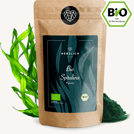Bio Spirulina Pulver grün — Arthrospira platensis aus Bio-Anbau | Herzlich Natur