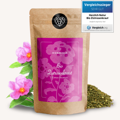 Bio Zistrosenkraut getrocknet — Cistus incanus aus Bio-Anbau | Herzlich Natur